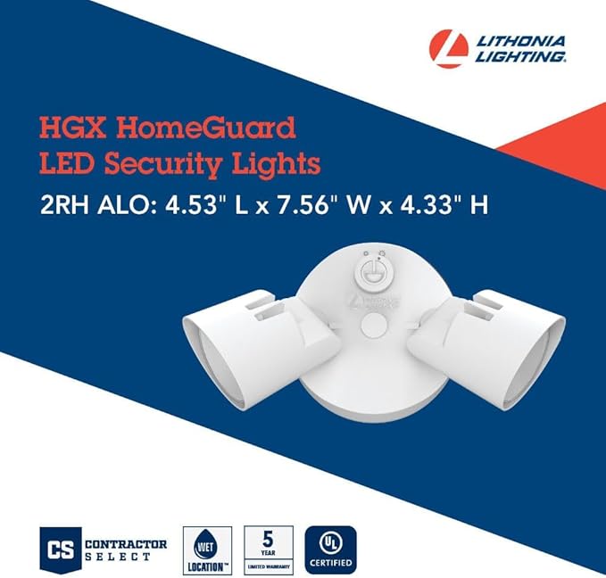 Lithonia Lighting HomeGuard 2-Light LED Outdoor Flood Lights, Outdoor LED Lights - Image 4