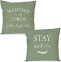 PANDICORN Welcome to Our Porch Stay Awhile Outdoor Decorative Throw Pillow by PANDICORN