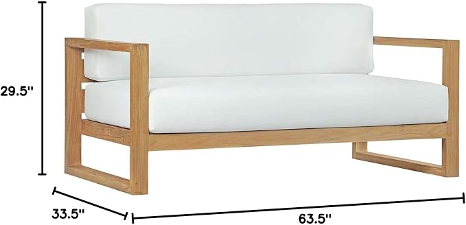 Modway Upland Teak Wood Outdoor Patio Sofa - Image 3