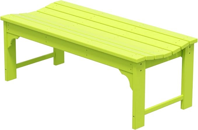 WO Home Furniture Outdoor 46" Backless HDPE Adirondack Bench, Poly Lumber Seat - Image 9