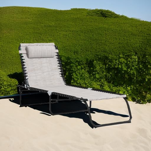 Outsunny Folding Chaise Lounge Chair, Patio Sun Tanning Chair, Outdoor Chaise - Image 6