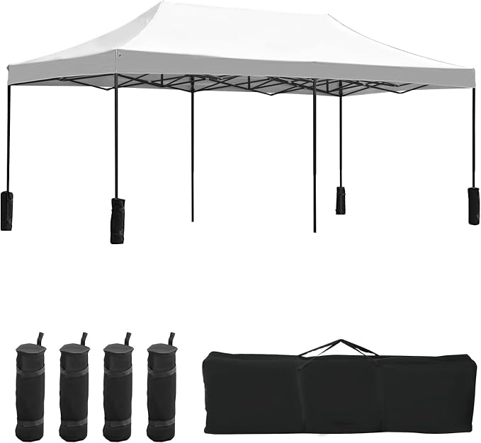 10x20fT Pop-Up Canopy Tent – Adjustable Height Outdoor Gazebo, Quick Setup by BestOffice