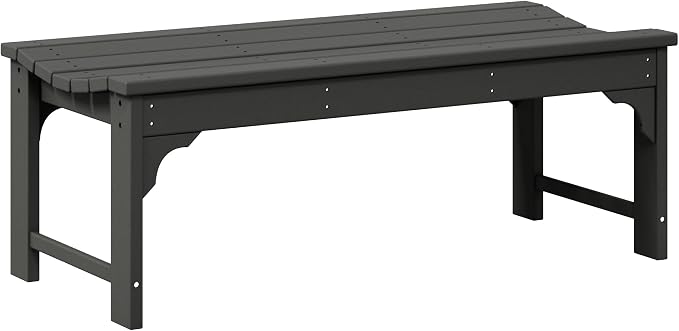 WO Home Furniture Outdoor 46" Backless HDPE Adirondack Bench, Poly Lumber Seat by WOHomeFurniture