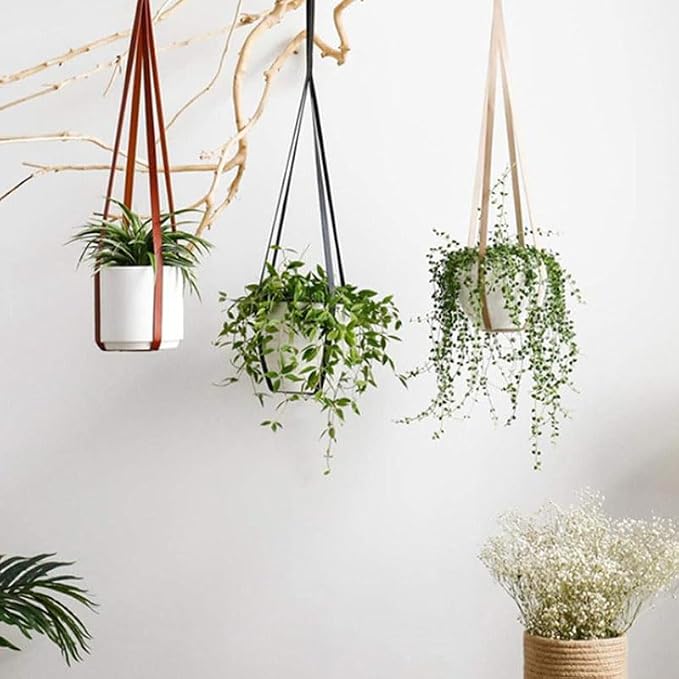Plant Hangers PU Leather 2Pcs, Hanging Planters - Image 3