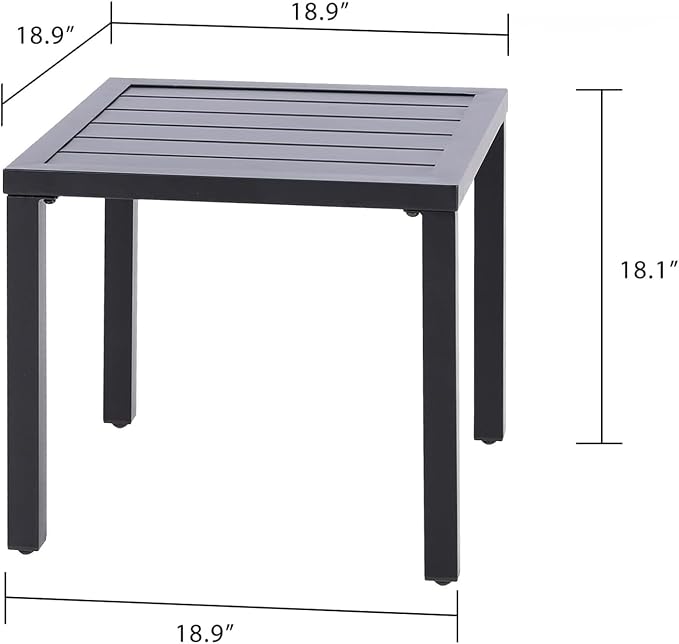 PHI VILLA Outdoor Patio Side Table Set of 2, Outside Coffee Bistro Table - Image 3