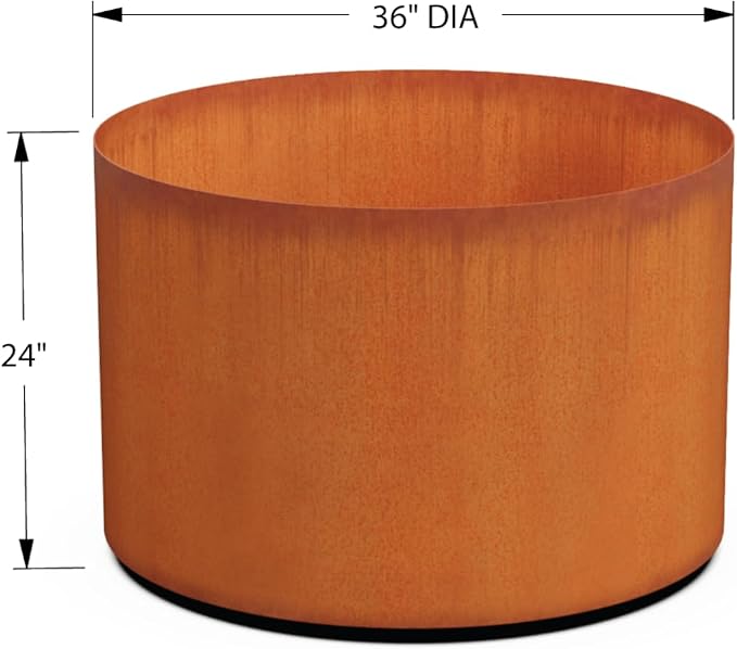 PLANTERCRAFT Corten Steel Metal Planter Box, Round Sizes, Modern Garden Steel - Image 5