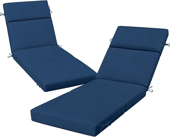 Outdoor Chaise Lounge Cushion 72" x 21" x 3", 4-Section Folding Patio Lounge by VOGVOG