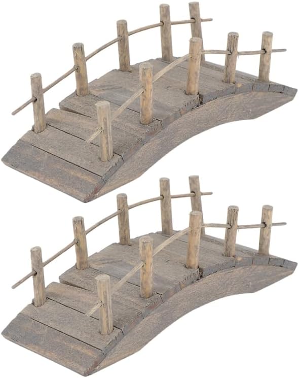 2Pcs Miniature Wooden Arch Bridge by Gadpiparty