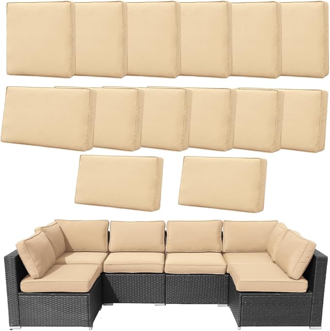 14Pcs Outdoor Cushion Covers Replacement Washable w/Zipper by Frxeyaliz