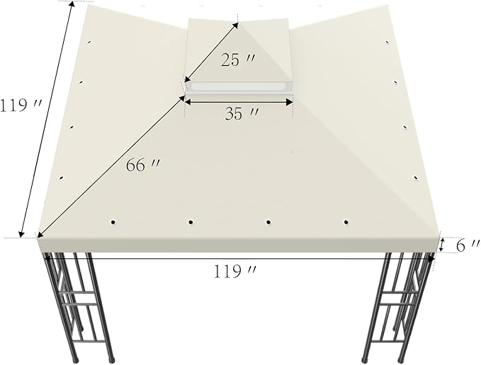 Sumfaller 10x10 FT Gazebo Replacement Canopy Top Cover Double Tiered Canopy Top - Image 6