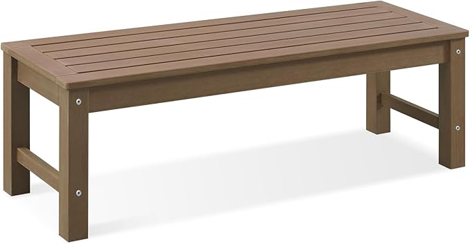 Psilvam Knight Bench, Two Person Outdoor Poly Lumber Patio Backless Bench by PsilvamGardenFurniture