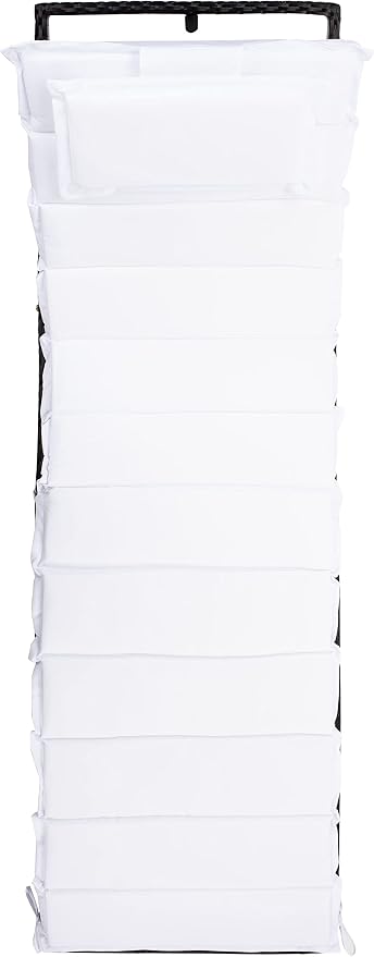 SAFAVIEH Outdoor Collection Colley Black Wicker/White Cushion Adjustable - Image 8