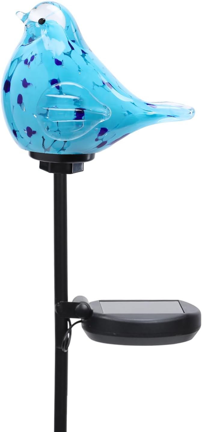 Bshine Solar Garden Decoration Outdoor Bluebird Lights, Hand Blown Glass - Image 8