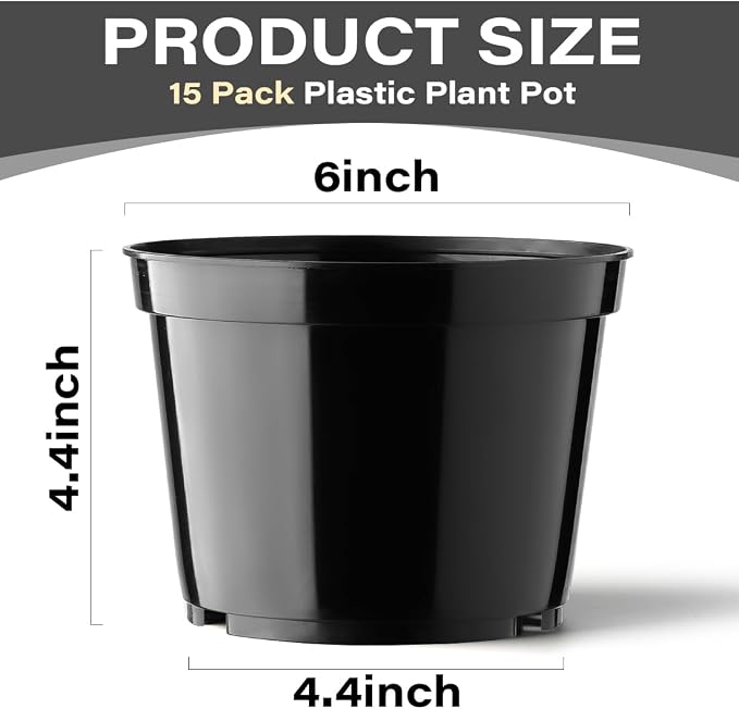 BTPLASTIK 15 Pack 6 Inch Plastic Plant Pots - Image 2