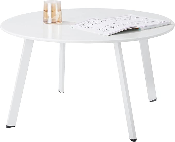 Outdoor Side Table, Outdoor/Indoor Metal Steel Patio Coffee Table, Round by Meluvici
