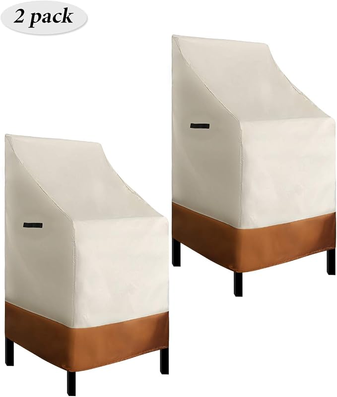 RosieLily High Back Patio Chair Covers Waterproof Stackable Outdoor Bar Stool - Image 2