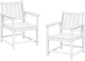 Patio Dining Chair Set of 2, HDPE Outdoor Dining Chair, Ergonomic HDPE Dining by SeeHill