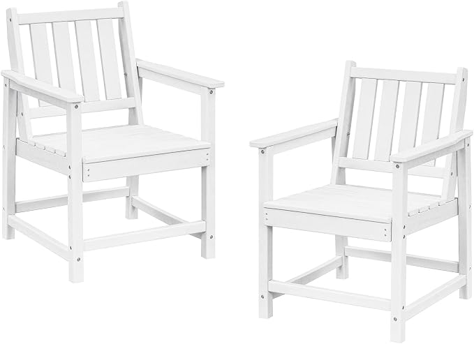 Patio Dining Chair Set of 2, HDPE Outdoor Dining Chair, Ergonomic HDPE Dining by SeeHill