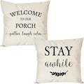 PANDICORN Welcome to Our Porch Stay Awhile Pillow Covers 16x16 Set of 2 by PANDICORN