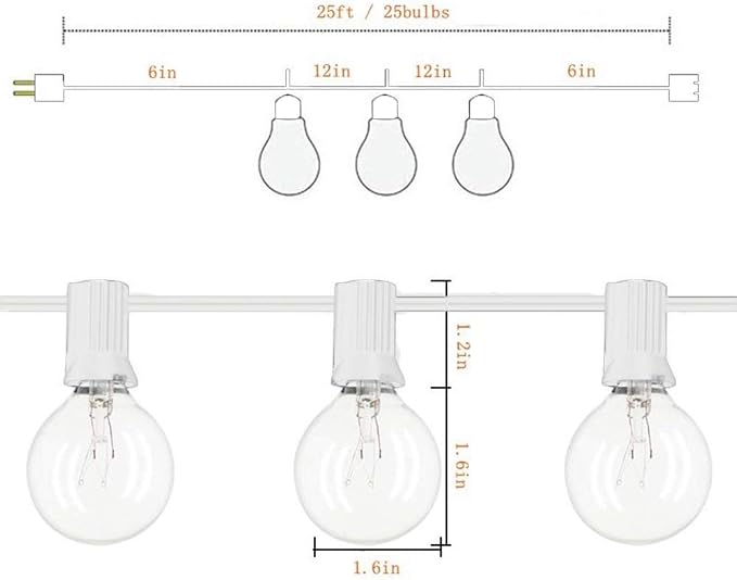 Abeja Outdoor Frosted String Lights G40-25Ft - Image 4