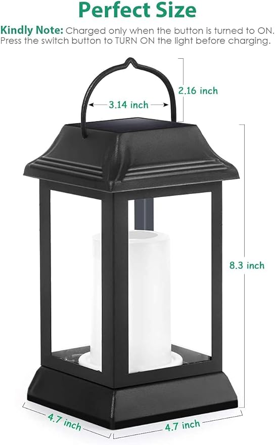 TomCare Solar Lights Metal Flickering Flame Solar Lantern Outdoor Hanging - Image 3