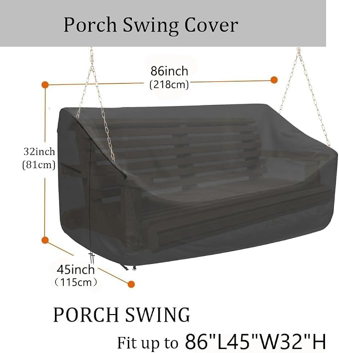 Porch Swing Cover 86 Inch Waterproof 600D Oxford Hanging Outdoor Swing Cover - Image 3