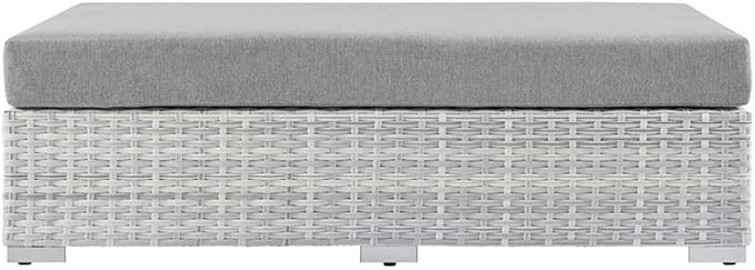 Modway Convene Wicker Rattan Outdoor Patio Rectangular Ottoman in Light Gray - Image 4