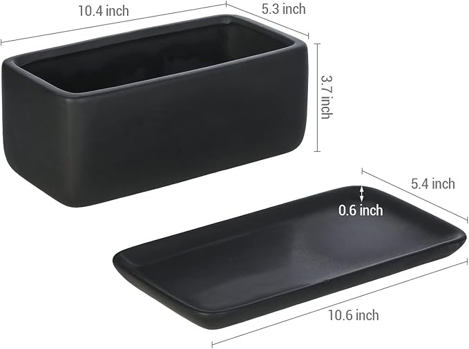 MyGift 10 Inch Matte Black Ceramic Indoor Plant Pot Succulent Planter, - Image 5