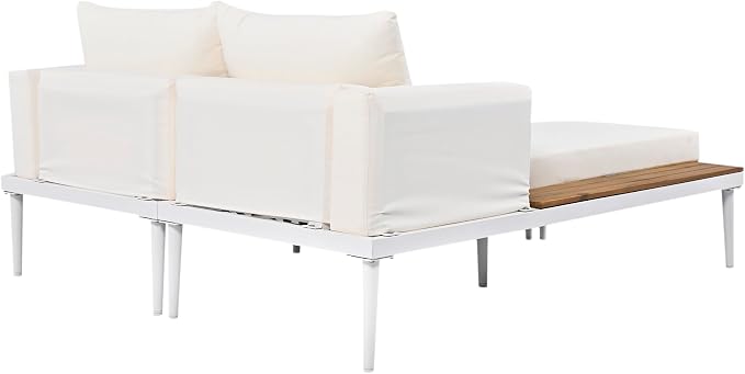 Polibi Patio Metal Daybed with Wood Topped Side Spaces - Image 8