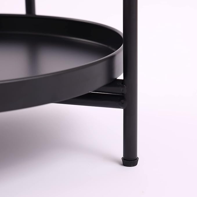 Tiita Round End Table Mental 2-Tier Side Table Nightstand/Small Iron Tables - Image 8