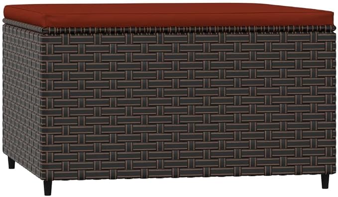 vidaXL Patio Footrest with Cushion Brown and Cinnamon Red - Image 6