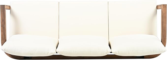 Merax 3 Seater Outdoor Acacia Wood Patio Sofa - Image 8