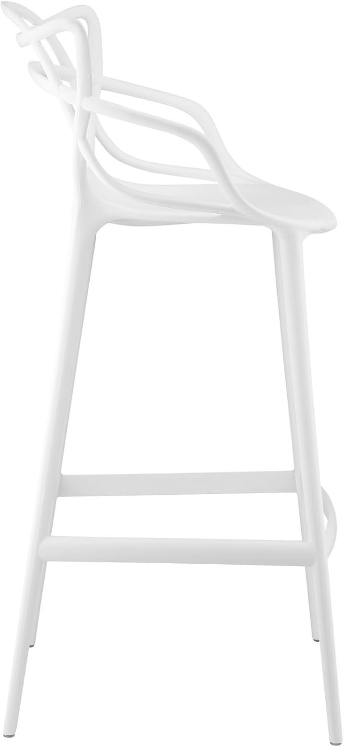 Modway Entangled Modern Molded Plastic Four Bar Stools in White - Image 5