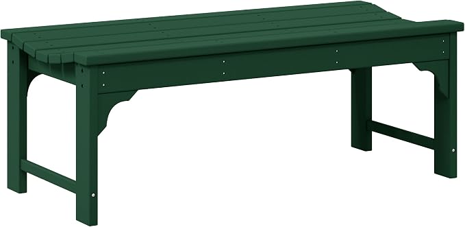 WO Home Furniture Outdoor 46" Backless HDPE Adirondack Bench, Poly Lumber Seat by WOHomeFurniture