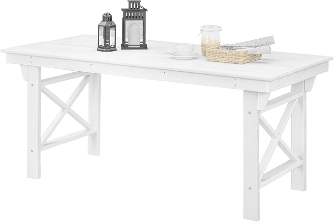HDPE Outdoor Dining Table, 66.9” Rectangle Patio Dining Table by SeeHill