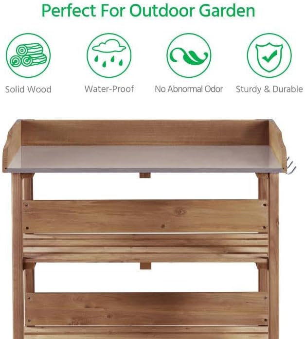 Yaheetech Outdoor Garden Potting Bench Table, Wooden Horticulture Planting - Image 3