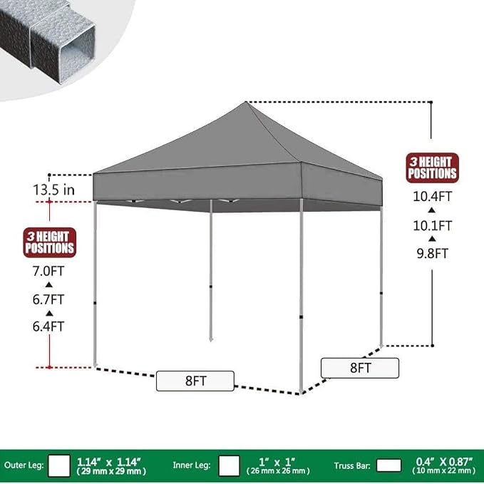 Eurmax USA 8'x8' Pop Up Canopy Tent Commercial Instant Canopies - Image 3