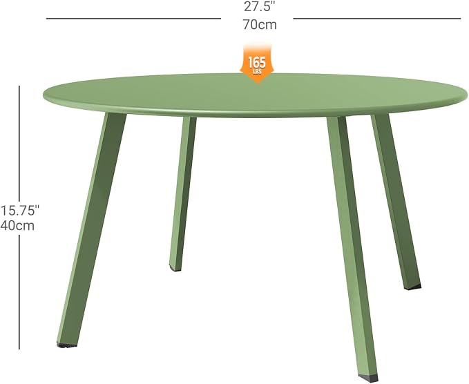 Grand patio Outdoor Round Coffee Table, 28-inch Patio Side Table, Sage Green - Image 3
