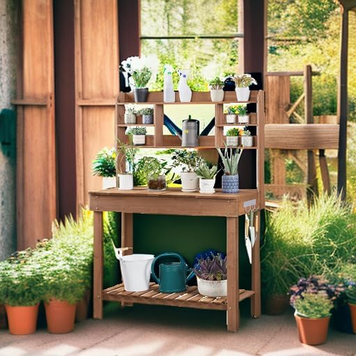 Yaheetech Potting Bench Table Horticulture Germination Table & Outdoor Garden - Image 5