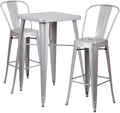 Flash Furniture Commercial Grade 23.75" Square Silver Metal Indoor-Outdoor Bar by FlashFurniture