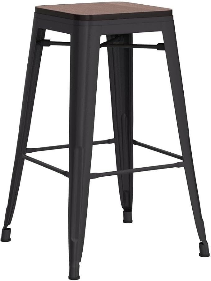 Alunaune 24" Metal Bar Stools Set of 4 Stackable Counter Height Barstools - Image 5
