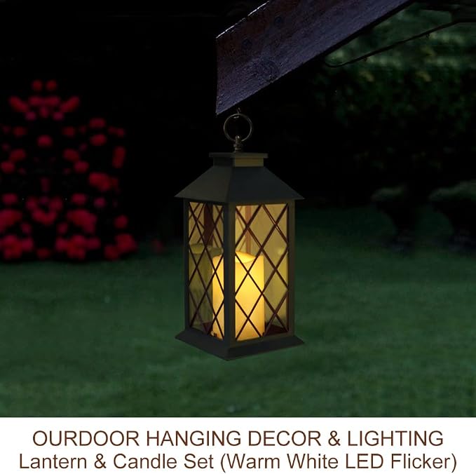 Bright Zeal 13.5" Black Vintage Candle Lantern - Image 5