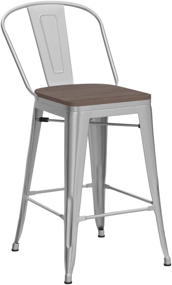 Yongqiang 24 inch Bar Stools Set of 4 Metal Kitchen Counter Height Bar Chairs - Image 4