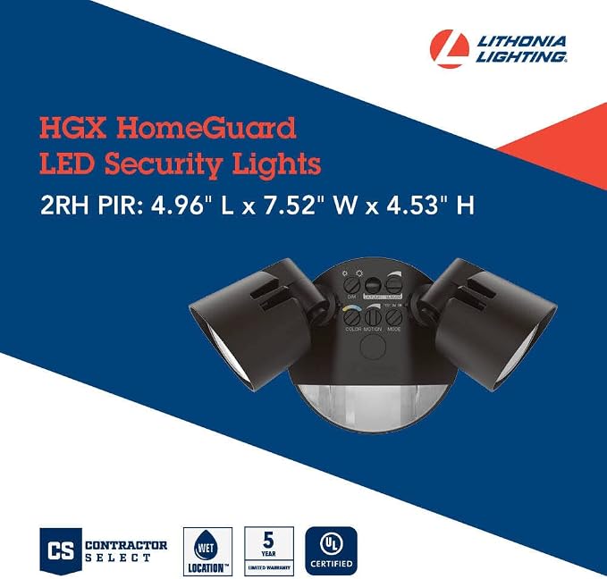 Lithonia Lighting HomeGuard 2-Light LED Outdoor Flood Lights, Motion Sensor - Image 4