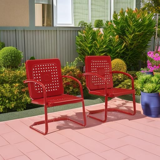 Crosley Furniture Bates 2-Piece Outdoor Chair Set, Retro Metal Patio Chairs - Image 2