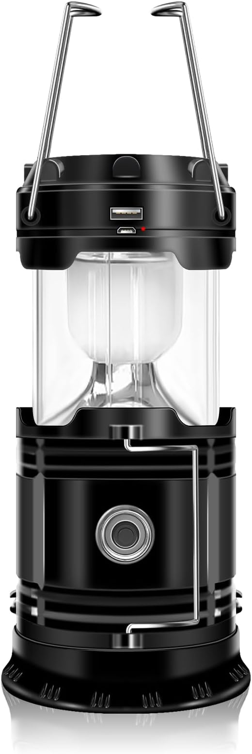 DIBMS Solar Camping Lantern, Collapsible LED Solar USB Rechargeable Lantern by DIBMS