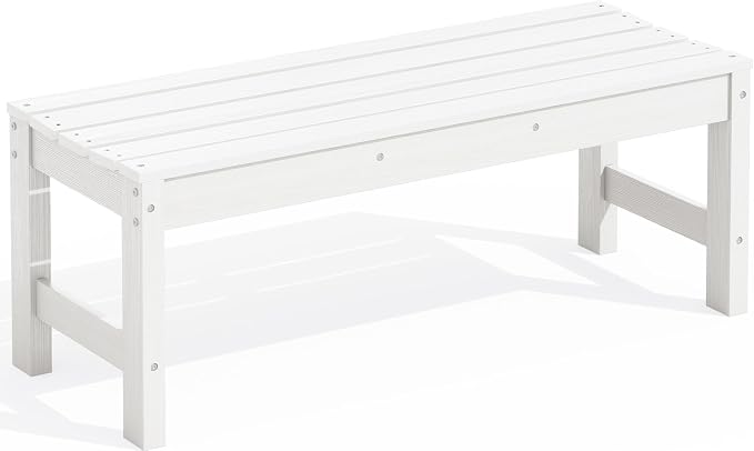 SERWALL 47 Inches Outdoor Bench, All Weather HDPE Backless Bench by SERWALL