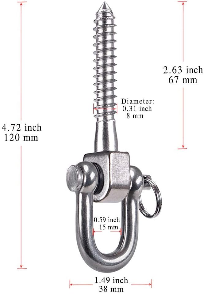 SELEWARE 2 Pack Swing Hangers Swing Set Hooks Stainless Steel Hammock Hooks - Image 7