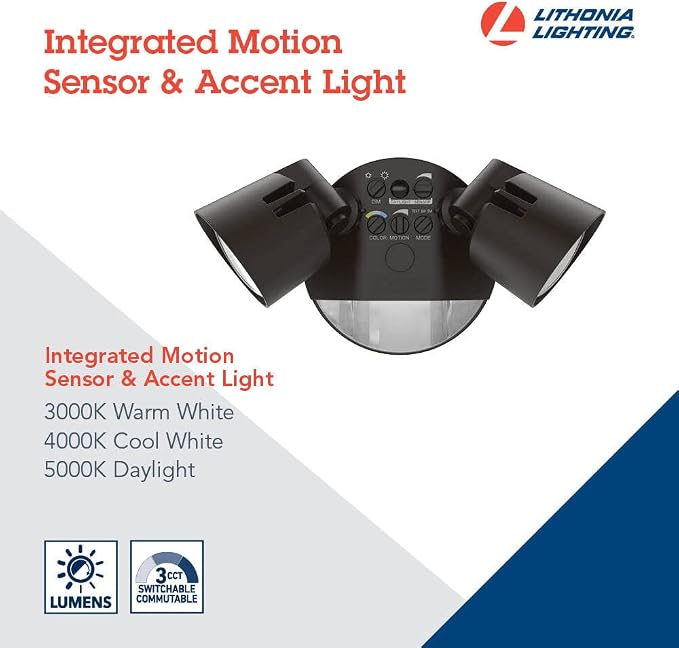 Lithonia Lighting HomeGuard 2-Light LED Outdoor Flood Lights, Motion Sensor - Image 2