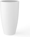 Kante 23.6" H Pure White Finish Concrete Tall Planters Large Outdoor Indoor by Kante